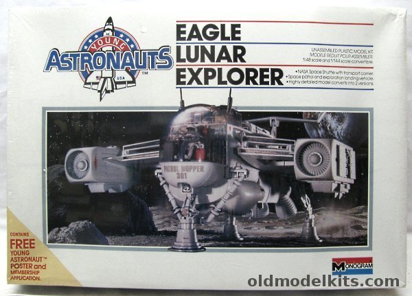 Monogram 1/48 Eagle Lunar Explorer - Space Patrol and Exploration Landing Vehicle / NASA Space Shuttle With Transport Carrier - Young Astronauts Issue, 5906 plastic model kit